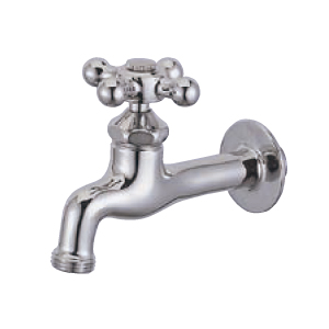 胴長横水栓:本体が長いスタンダードな水栓。壁面と水栓ハンドルの距離を離したい場合に最適。