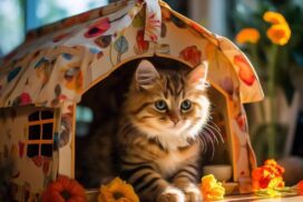 テントに入っている猫