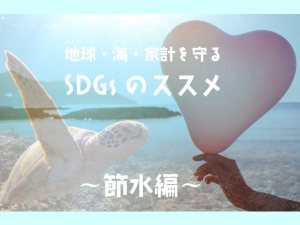 ウミガメとハートの風船と砂浜