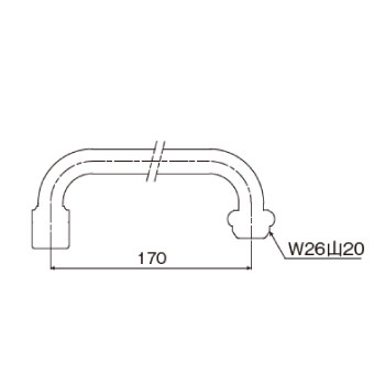節水アダプター付横自在パイプ HP17S_寸法図面