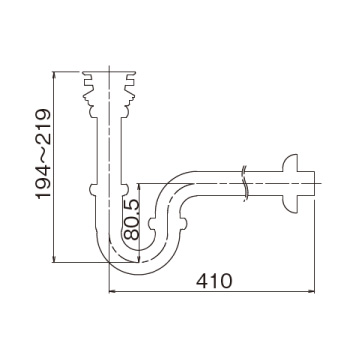 Pトラップ（ロング）寸法図