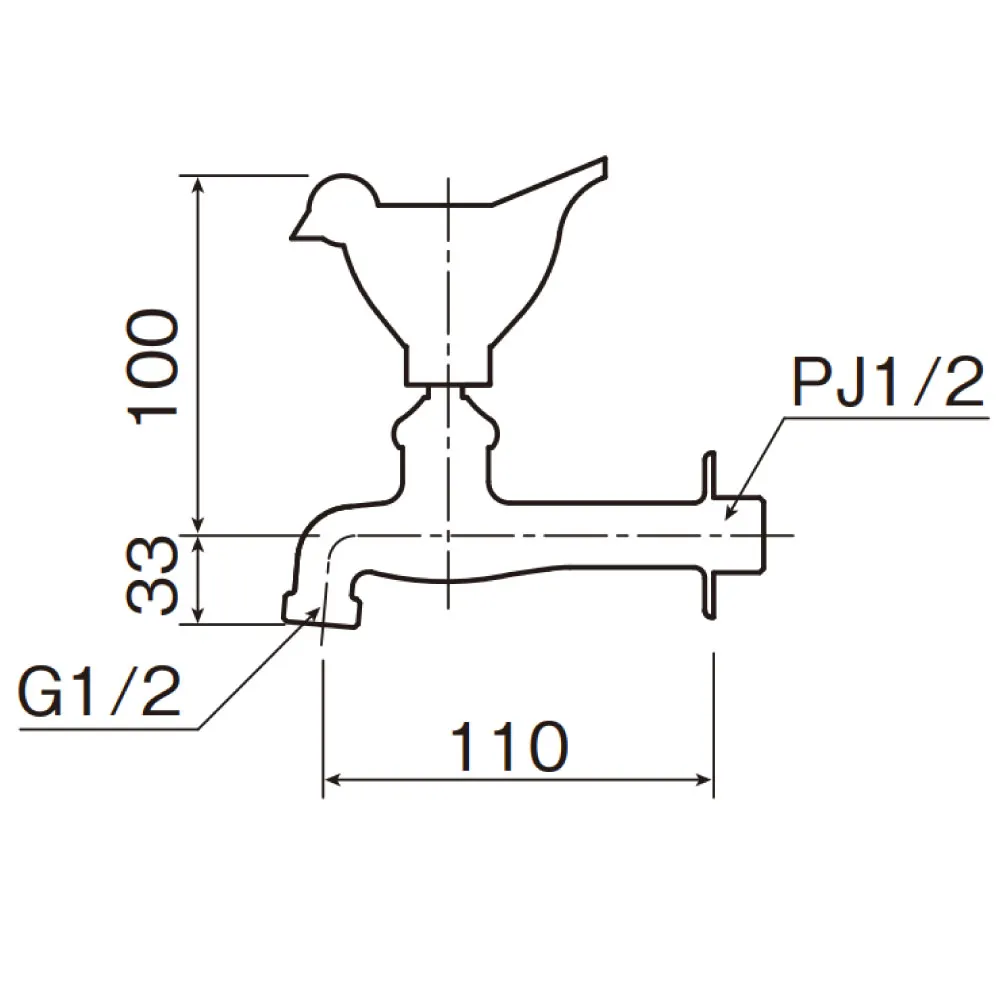 外水栓 胴長横水栓（スズメハンドル・メッキ） | 商品情報｜水生活製作所