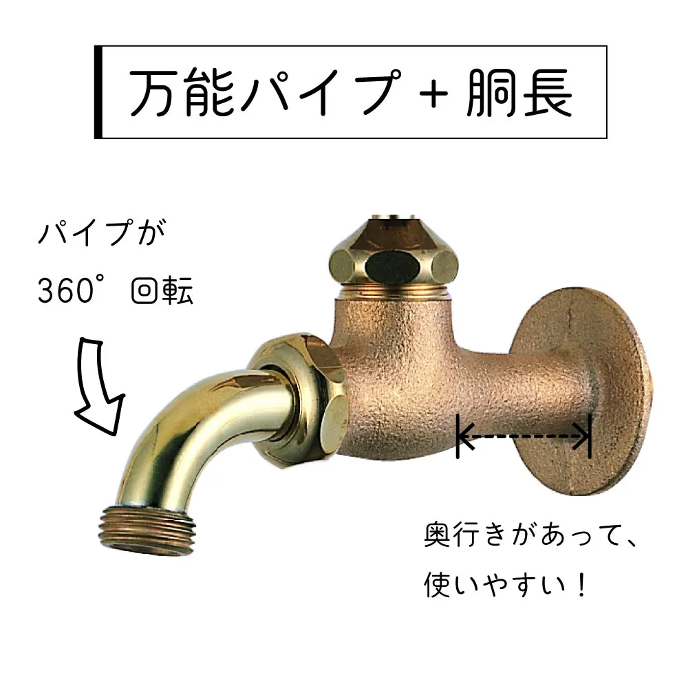 水生活製作所の外水栓「万能ホーム胴長水栓（鋳肌）」_製品特長
