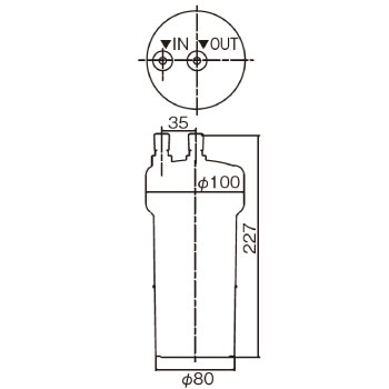 浄水器磨水5フィルター J217P-K2_寸法図面