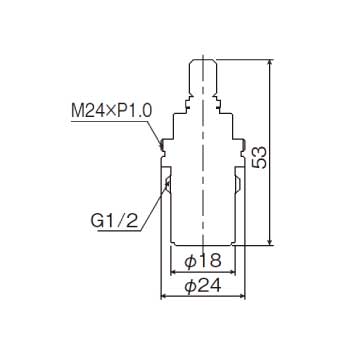 浄水器専用水栓セラミックバルブ JF-V_寸法図面