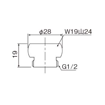 混合水栓用アダプターT（樹脂）図面