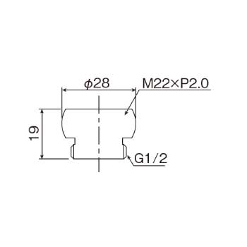 混合水栓用アダプターK KAD3P_寸法図面