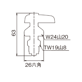 凍結防止ハンドル上部 KJ16_寸法図面