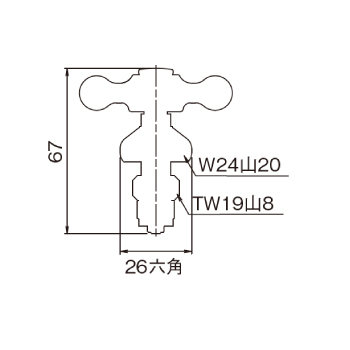 凍結防止ハンドル上部 KJ16-X_寸法図面