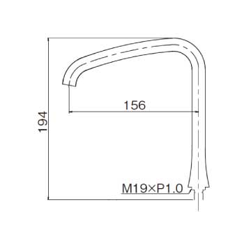 浄水器専用水栓パイプセット JF-PG_寸法図面
