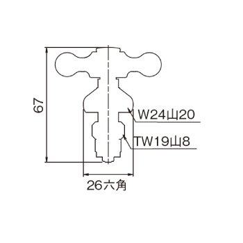 凍結防止ハンドル上部 KJ16-X_寸法図面