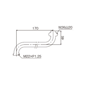 ねじ付自在パイプ170ミリ RP17N_寸法図面