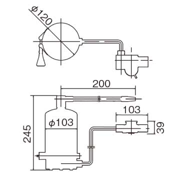磨水Ⅳ（据置型フラットコック）J207P-F_寸法図面